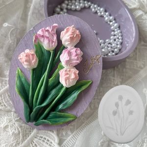 Stampo in <span class=keywords><strong>silicone</strong></span> a forma di fiore (tulipano, mughetto) per gesso, sapone, pietre aromatiche, ciondoli per auto, sacchetti profumati per armadi fai da te - Product Image 1