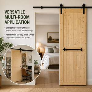 Porte coulissante de grange en épicéa massif de 84 po, style H, épaisseur 1,38 po, non finie, pour placard et bureau, style rustique moderne (plaque uniquement) - Product Image 2