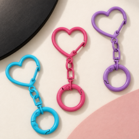 Porte-clés Cœur Couleur Bonbon avec Fermoir à Pression et Anneau à Ressort pour Noël, Cadeau Femme, Accessoires DIY, Breloque de Sac