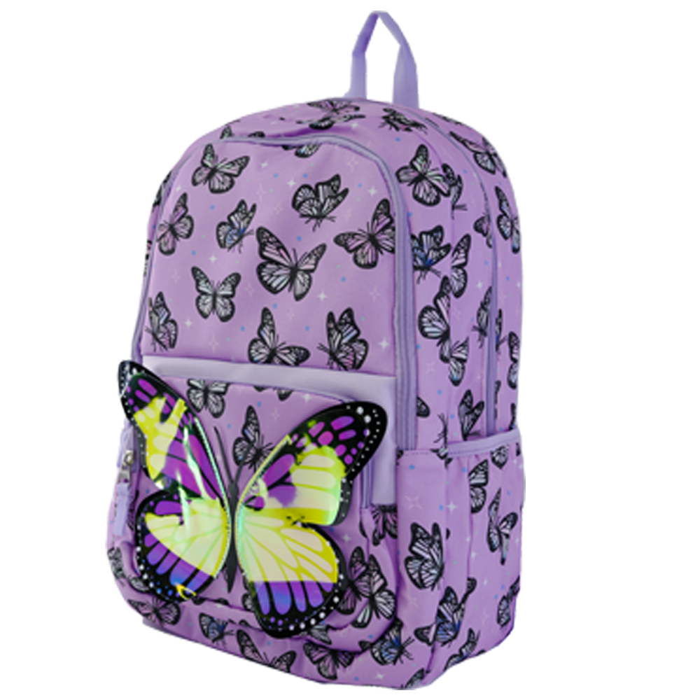 Butterfly School Backpack For Kids - 16 Inch Lightweight Bookbag For Boys & Girls