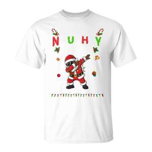 Camiseta Naughty List Christmas Santa Dabbing, diseño divertido navideño en color blanco - Product Image 1