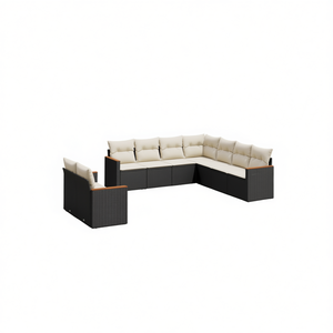 Ensemble de canapés de jardin en rotin noir 7 places, mobilier de patio extérieur, style contemporain, design moderne - Product Image 1