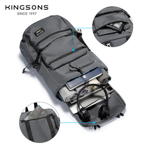 Kingsons Men's <b>Backpack</b> 20-35L <b>Waterproof</b> Expandable Everyday Travel Outdoor Hiking Bag Solid Color <b>Black</b> Gray White - Product Image 3