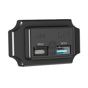 Prise de chargeur de voiture à montage plat avec interrupteur tactile, double ports USB-C et USB QC modifiés, et couvercle automatique à ressort - Product Image 1