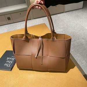 Urban Minimalist PU Leather Tote <b>Bag</b> with Stitching <b>Patchwork</b> Details Dual Straps and Phone Pocket - Product Image 4