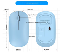 Mouse Logo Kustom Biru Tipis Mouse Komputer Kantor Normal Mouse Nirkabel