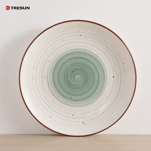 Services de table en grès de luxe moderne, 8 pouces, motif peint à la main, compatibles lave-vaisselle, écologiques, pour les fêtes - Product Image 3