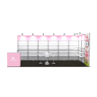 Stand d'exposition pliable 10x20 avec panneaux à lattes, étagères modulaires en aluminium SEG, stand d'exposition