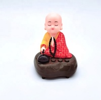 9*8*11cm moine électrique chinois Feng Shui chant chanson Style solaire USB chanceux Fortune secouant le ventilateur riant Maitreya bouddha Statues