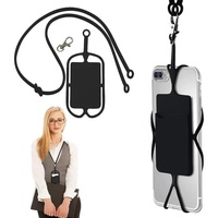 Pochette de téléphone portable en silicone avec logo personnalisé personnalisé pochette pour carte d'identité de crédit d'entreprise avec lanière et sangle de cou