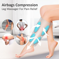 BISD BISD-X201L Masseur de jambes à compression d'air avec contrôle de la chaleur et de la minuterie, bottes de massage sans fil pour mollets/pieds, rechargeables par USB pour les jambes