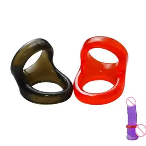 Masculino fino duplo loop macio TPE bolas lock loops ejaculando Dick Ring Sex Toys Para Homem Gay Atraso A ejaculação