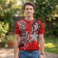 T-shirt personnalisé pour homme 2026, 180 GSM, en polyester et élasthanne, motif floral tribal, manches courtes, décontracté, pour l'été