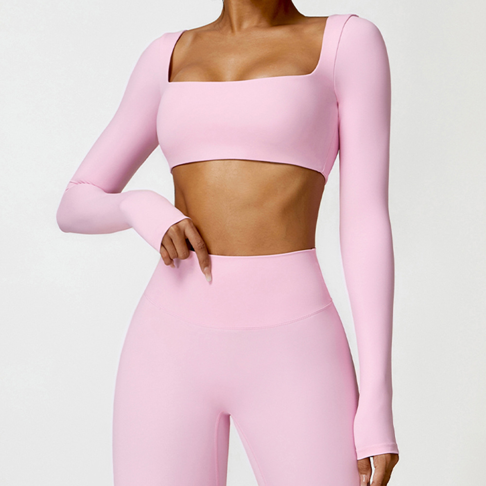 Lanyu Women's Tight Yoga Running Fitness Top Long Sleeve Brushed Sets Breathable Lightweight Eco-Friendly Outdoor Sports