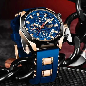 LIGE Fashion Men Watches Waterproof Wristwatch Chronograph Clock Top Brand Luxury Silicone Sport Watch Men Quartz Date Clock - Product Image 2