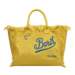Borsa Tote Spaziosa in Tela di Cotone Multicolore da Donna e Ragazza con Frange e Nappe, Borsa a Mano Impermeabile da Spiaggia per l'Estate - Product Image 4