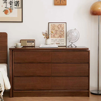 Coiffeuse moderne en bois massif noyer noir avec armoire d'angle rétractable à six tiroirs pour petits appartements et salons