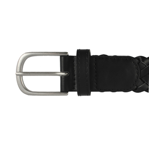 Vente en gros Vêtements homme <span class=keywords><strong>femme</strong></span> <span class=keywords><strong>Ceinture</strong></span> tissée en <span class=keywords><strong>cuir</strong></span> reconstitué PU tressé <span class=keywords><strong>noir</strong></span> <span class=keywords><strong>boucle</strong></span> <span class=keywords><strong>argent</strong></span> antique - Product Image 3