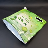 Logo personnalisé 750ml 1000ml 2L 3L 5 litres détergent vaisselle savon nettoyage eau bec poche buse sac avec capuchon