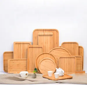 Custom Logo Eco Friendly Bamboo Biodegradable Dinner Plates Bamboo Plates