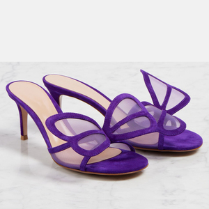 Sandales à talons hauts pour femmes, style mules à bout ouvert, avec empeigne en résille, sexy et tendance - Product Image 3