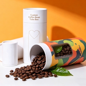 Custom Coffee Bean Tube <b>Box</b> White Green Paper Packaging with Clear Window <b>Recyclable</b> Four Color Printing - Product Image 5
