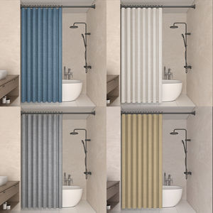 Cortina de Ducha Plegable con Orificios Pequeños para Baño, con Ganchos, Tela de Poliéster Impermeable, Color <span class=keywords><strong>Rosa</strong></span> - Product Image 5