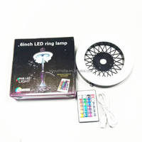 Lampe LED annulaire moderne en plastique laqué de 6 pouces pour chicha avec télécommande et base lumineuse RGB