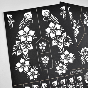 Pochoirs <span class=keywords><strong>de</strong></span> tatouage au henné, motifs floraux ajourés, autocollants pour les mains et les doigts, modèles <span class=keywords><strong>de</strong></span> peinture corporelle au henné - Product Image 4
