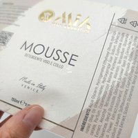 Étiquettes personnalisées en papier à texture perlée avec logo en feuille d'or en relief Autocollant adhésif de luxe pour produits cosmétiques SOINS DE LA PEAU Articles en rouleau
