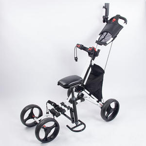 Chariot de golf pliable en alliage d'aluminium léger de haute qualité, 4 roues, chariot de golf à pousser et à tirer avec siège - Product Image 1