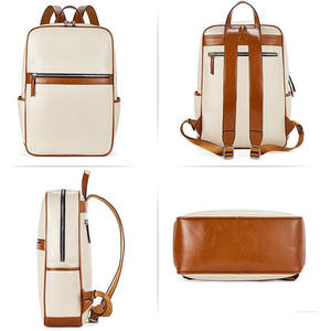 Custom Large 15.6 Inch Leather <b>Laptop</b> <b>Backpack</b> for <b>Women</b> Waterproof Business Travel Daypack Beige Bag Bsci Certified - Product Image 3