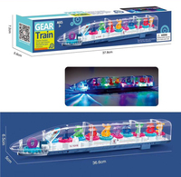 LONGXI train d'engrenages de voiture électrique avec lumière LED 4D et musique 360 degrés auto transparent nombre whirligig gear ferroviaire jouets