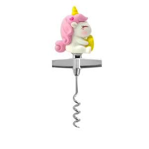 Unicorn Bottle Opener Stainless Steel Wine Corkscrew With Pink Hair And Yellow Horn For Valentine's Day Gift - Product Image 1