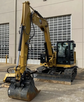 Mini-excavatrice Caterpillar 308.5 à bras court, faible nombre d'heures, d'origine CAT, avec lame de bouteur et ligne de marteaux