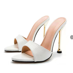 Mules <span class=keywords><strong>à</strong></span> talon aiguille pour femmes, motif croco, bout pointu, <span class=keywords><strong>à</strong></span> enfiler, talon fin métallique, sandales de soirée - Product Image 2