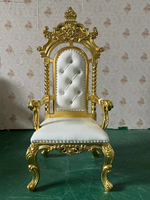 Canapé Chesterfield de luxe en bois massif à dossier haut pour événements royaux, mariage, chaise trône roi/impératrice blanc et or, pour hôtels et appartements