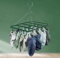 Séchoir à chaussettes en aluminium coupe-vent pour la maison, 28 pinces, cintres multifonctions simples pour salon, armoire et présentation de vêtements