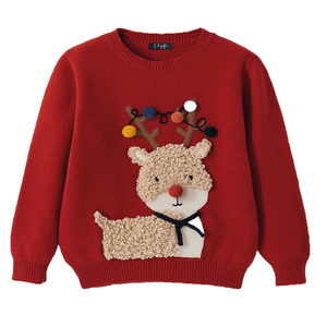 Usine personnalisé moche pull de noël hiver rouge à manches longues brodé motif fauve noël tricot filles chandails pull - Product Image 1