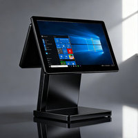 Terminal de point de vente tactile à double écran POFX 15,6 pouces, base métallique, système de point de vente de haute qualité à faible coût, caisse enregistreuse pour restaurant, commerce de détail, vente en gros