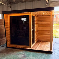 Sauna Luar Ruangan Kayu Cedar Merah Berkualitas Tinggi, Pengiriman Gratis, Sauna Luar Ruangan Besar dengan Pemanas Harvia untuk Klub Spa Profesional