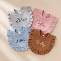 Bavoir Personnalisé pour Bébé Garçon & Fille – Essentiels en Coton à Volants Anti-Taches – Idéal pour Manger, Baviner et l'Alimentation – Cadeaux pour Nouveau-né et Tout-petit
