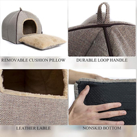 Vente en gros de lits pour chiens pliables de haute qualité, confortables et élégants, en forme de cocon, avec coussin, couleur gris tendance