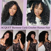 Extensions de cheveux humains Deep Wave au crochet, sans trame, sans perte, cheveux Remy, tresses au crochet, mèches de cheveux en boucle, couleur naturelle
