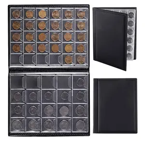 Leather Coin Album10 Pages 250 Pockets Coin Album for Coins Pockets Tokens Commemorative Medallions Badges Collection Book