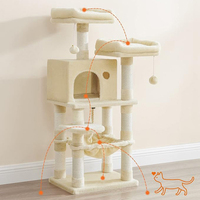 Arbre à chat en peluche crème personnalisé de haute qualité, multi-niveaux, conçu par des designers, fabriqué directement en usine au Vietnam