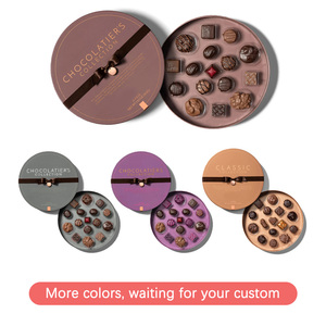 Hộp Sô Cô La Hộp Tròn Giấy Rỗng Tùy Chỉnh Sang Trọng Có Ruy Băng Cho Hộp Bao Bì Sô Cô La <span class=keywords><strong>Truffle</strong></span> Quà Tặng Màu Đen - Product Image 5