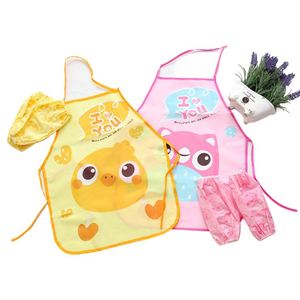 Kids Cartoon <b>Apron</b> Art Painting Elephant Duck Owl Monkey Kids Children Waterproof <b>Kitchen</b> <b>Apron</b> With Arm Sleeves - Product Image 1
