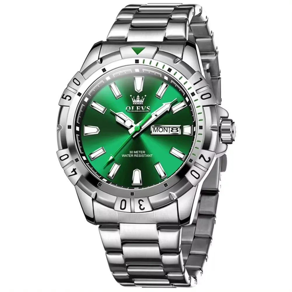 Prix bas top marque montre pour hommes vert luxe mode marée marque 5560 montre pour hommes quartz en acier inoxydable montre-bracelet