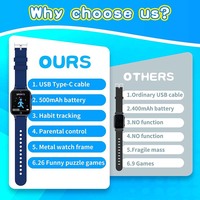 Montre à écran tactile montre intelligente pour enfants avec 26 jeux Audio apprendre carte musique éducative podomètre réponse appel caméra vidéo